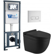 Подвесной унитаз с инсталляцией WeltWasser Marberg 410 / Heimbach 043 MT-BL / MAR 410 SE GL-WT 10000012250 черный матовый