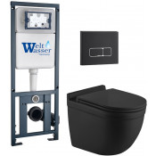 Подвесной унитаз с инсталляцией WeltWasser Marberg 410 / Heimbach 043 MT-BL / MAR 410 SE MT-BL 10000012251 черный матовый