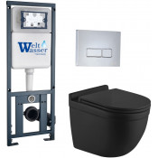 Подвесной унитаз с инсталляцией WeltWasser Marberg 410 / Heimbach 043 MT-BL / MAR 410 SE-CR 10000012249 черный матовый