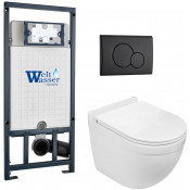 Подвесной унитаз с инсталляцией WeltWasser Marberg 507 / Heimbach 043 GL-WT / MAR 507 RD MT-BL 10000012165 белый глянец