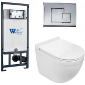 Подвесной унитаз с инсталляцией WeltWasser Marberg 507 / Heimbach 043 GL-WT / MAR 507 SE-CR 10000012166 белый глянец