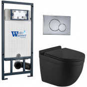 Подвесной унитаз с инсталляцией WeltWasser Marberg 507 / Heimbach 043 MT-BL / MAR 507 RD-CR 10000012253 черный матовый
