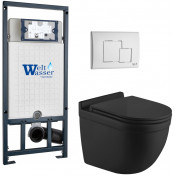 Подвесной унитаз с инсталляцией WeltWasser Marberg 507 / Heimbach 043 MT-BL / MAR 507 SE GL-WT 10000012257 черный матовый