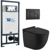 Подвесной унитаз с инсталляцией WeltWasser Marberg 507 / Heimbach 043 MT-BL / MAR 507 SE MT-BL 10000012258 черный матовый
