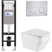 Подвесной унитаз с инсталляцией WeltWasser Amberg 350 / Hofbach 041 GL-WT / Amberg RD-MT CR 10000012341 белый глянец