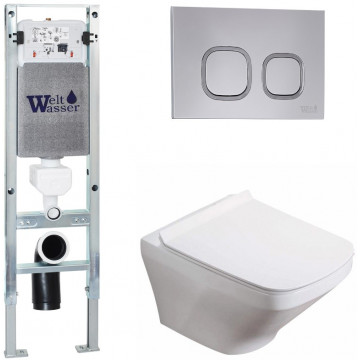 Подвесной унитаз с инсталляцией WeltWasser Amberg 350 ST / Hofbach 041 GL-WT / Amberg RD-CR 10000011643 белый глянец