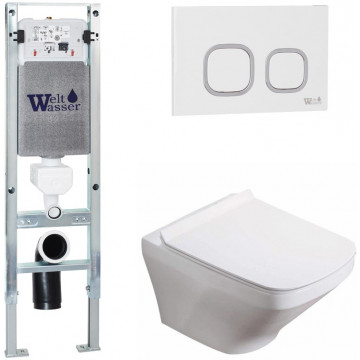 Подвесной унитаз с инсталляцией WeltWasser Amberg 350 ST / Hofbach 041 GL-WT / Amberg RD-WT 10000011645 белый глянец