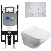 Подвесной унитаз с инсталляцией WeltWasser Amberg 497 / Hofbach 041 GL-WT / Amberg RD-MT CR 10000011649 белый глянец