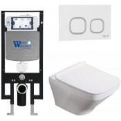 Подвесной унитаз с инсталляцией WeltWasser Amberg 497 / Hofbach 041 GL-WT / Amberg RD-WT 10000011650 белый глянец