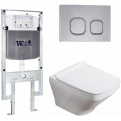 Подвесной унитаз с инсталляцией WeltWasser Amberg 497 ST / Hofbach 041 GL-WT / Amberg RD-CR 10000011653 белый глянец