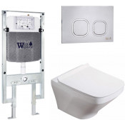 Подвесной унитаз с инсталляцией WeltWasser Amberg 497 ST / Hofbach 041 GL-WT / Amberg RD-MT CR 10000011654 белый глянец