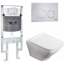 Подвесной унитаз с инсталляцией WeltWasser Amberg 497 ST / Hofbach 041 GL-WT / Amberg RD-MT CR 10000011654 белый глянец