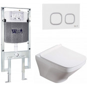 Подвесной унитаз с инсталляцией WeltWasser Amberg 497 ST / Hofbach 041 GL-WT / Amberg RD-WT 10000011655 белый глянец