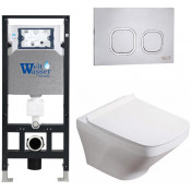 Подвесной унитаз с инсталляцией WeltWasser Amberg 506 / Hofbach 041 GL-WT / Amberg RD-MT CR 10000011659 белый глянец