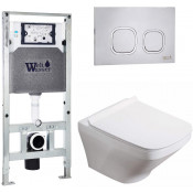 Подвесной унитаз с инсталляцией WeltWasser Amberg 506 ST / Hofbach 041 GL-WT / Amberg RD-MT CR 10000011664 белый глянец