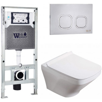 Подвесной унитаз с инсталляцией WeltWasser Amberg 506 ST / Hofbach 041 GL-WT / Amberg RD-MT CR 10000011664 белый глянец