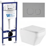 Подвесной унитаз с инсталляцией WeltWasser Bamberg 460 / Hofbach 041 GL-WT / Bamberg CR 10000013583 белый глянец