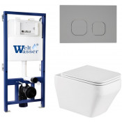 Подвесной унитаз с инсталляцией WeltWasser Bamberg 525 / Hofbach 041 GL-WT / Bamberg CR 10000013586 белый глянец