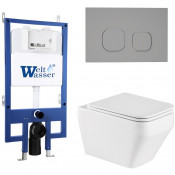 Подвесной унитаз с инсталляцией WeltWasser Bamberg 545 / Hofbach 041 GL-WT / Bamberg CR 10000013589 белый глянец