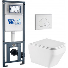 Подвесной унитаз с инсталляцией WeltWasser Marberg 410 / Hofbach 041 GL-WT / MAR 410 RD GL-WT 10000011676 белый глянец