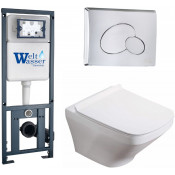 Подвесной унитаз с инсталляцией WeltWasser Marberg 410 / Hofbach 041 GL-WT / MAR 410 RD-CR 10000011675 белый глянец