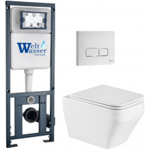 Подвесной унитаз с инсталляцией WeltWasser Marberg 410 / Hofbach 041 GL-WT / MAR 410 SE GL-WT 10000011679 белый глянец