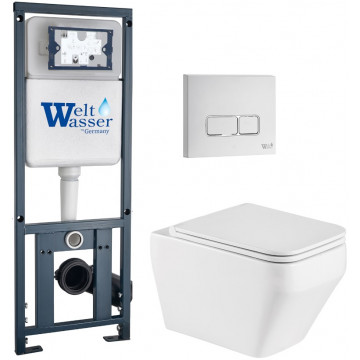 Подвесной унитаз с инсталляцией WeltWasser Marberg 410 / Hofbach 041 GL-WT / MAR 410 SE GL-WT 10000011679 белый глянец