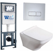 Подвесной унитаз с инсталляцией WeltWasser Marberg 410 / Hofbach 041 GL-WT / MAR 410 SE-CR 10000011678 белый глянец