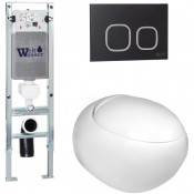 Подвесной унитаз с инсталляцией WeltWasser Amberg 350 ST / Jeckenbach 004 GL-WT / Amberg RD-BL 10000006534 белый глянец