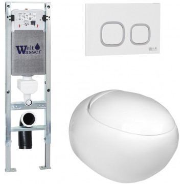 Подвесной унитаз с инсталляцией WeltWasser Amberg 350 ST / Jeckenbach 004 GL-WT / Amberg RD-WT 10000006537 белый глянец