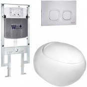 Подвесной унитаз с инсталляцией WeltWasser Amberg 497 ST / Jeckenbach 004 GL-WT / Amberg RD-MT CR 10000006713 белый глянец