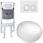 Подвесной унитаз с инсталляцией WeltWasser Amberg 497 ST / Jeckenbach 004 GL-WT / Amberg RD-WT 10000006714 белый глянец