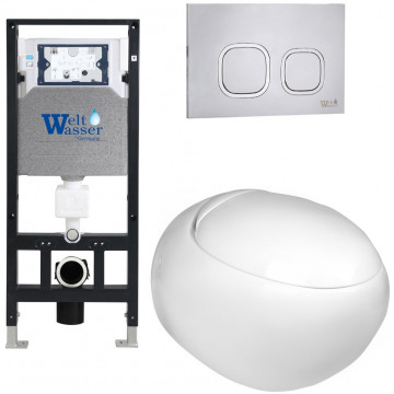 Подвесной унитаз с инсталляцией WeltWasser Amberg 506 / Jeckenbach 004 GL-WT / Amberg RD-MT CR 10000006801 белый глянец