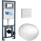 Подвесной унитаз с инсталляцией WeltWasser Marberg 410 / Jeckenbach 004 GL-WT / MAR 410 RD GL-WT 10000010720 белый глянец