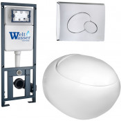 Подвесной унитаз с инсталляцией WeltWasser Marberg 410 / Jeckenbach 004 GL-WT / MAR 410 RD-CR 10000006479 белый глянец