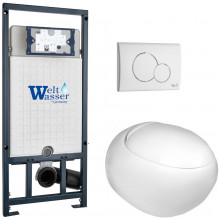 Подвесной унитаз с инсталляцией WeltWasser Marberg 507 / Jeckenbach 004 GL-WT / MAR 507 RD GL-WT 10000010724 белый глянец