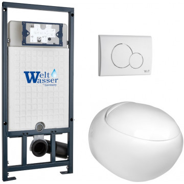 Подвесной унитаз с инсталляцией WeltWasser Marberg 507 / Jeckenbach 004 GL-WT / MAR 507 RD GL-WT 10000010724 белый глянец