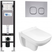 Подвесной унитаз с инсталляцией WeltWasser Amberg 350 / Kehlbach 004 GL-WT / Amberg RD-CR 10000012350 белый глянец