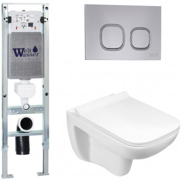 Подвесной унитаз с инсталляцией WeltWasser Amberg 350 ST / Kehlbach 004 GL-WT / Amberg RD-CR 10000006539 белый глянец