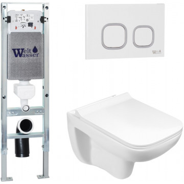 Подвесной унитаз с инсталляцией WeltWasser Amberg 350 ST / Kehlbach 004 GL-WT / Amberg RD-WT 10000006541 белый глянец