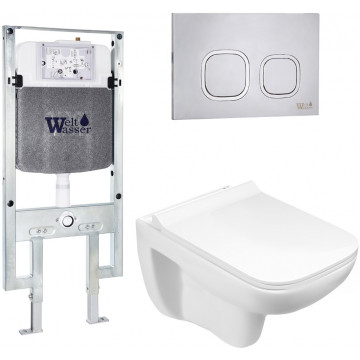 Подвесной унитаз с инсталляцией WeltWasser Amberg 497 ST / Kehlbach 004 GL-WT / Amberg RD-MT CR 10000006717 белый глянец