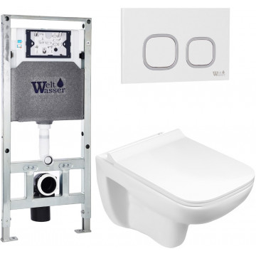 Подвесной унитаз с инсталляцией WeltWasser Amberg 506 ST / Kehlbach 004 GL-WT / Amberg RD-WT 10000006894 белый глянец