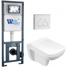 Подвесной унитаз с инсталляцией WeltWasser Marberg 410 / Kehlbach 004 GL-WT / MAR 410 RD GL-WT 10000010728 белый глянец