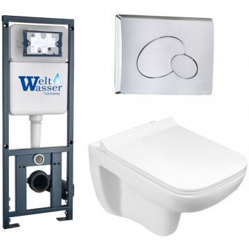 Подвесной унитаз с инсталляцией WeltWasser Marberg 410 / Kehlbach 004 GL-WT / MAR 410 RD-CR 10000006481 белый глянец