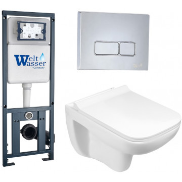 Подвесной унитаз с инсталляцией WeltWasser Marberg 410 / Kehlbach 004 GL-WT / MAR 410 SE-CR 10000006480 белый глянец