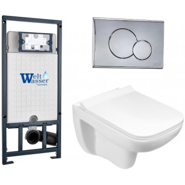 Подвесной унитаз с инсталляцией WeltWasser Marberg 507 / Kehlbach 004 GL-WT / MAR 507 RD-CR 10000006970 белый глянец