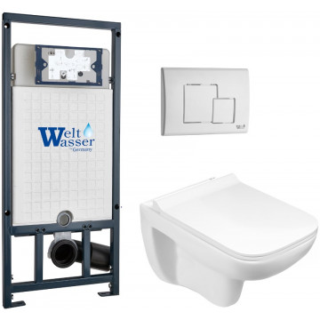 Подвесной унитаз с инсталляцией WeltWasser Marberg 507 / Kehlbach 004 GL-WT / MAR 507 SE GL-WT 10000010733 белый глянец