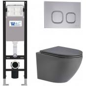 Подвесной унитаз с инсталляцией WeltWasser Amberg 350 / Merzbach 041 MT-GR / Amberg RD-CR 10000012355 матовый серый