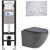 Подвесной унитаз с инсталляцией WeltWasser Amberg 350 / Merzbach 041 MT-GR / Amberg RD-MT CR 10000012356 матовый серый