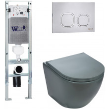 Подвесной унитаз с инсталляцией WeltWasser Amberg 350 ST / Merzbach 041 MT-GR / Amberg RD-MT CR 10000010850 матовый серый
